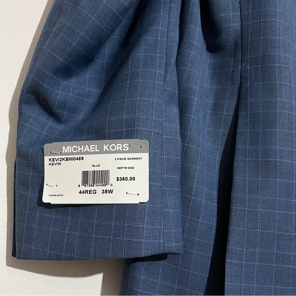 NWT Michael Kors Kevin Two-Button Blue Plaid Suit Jacket NEW - Picture 14 of 14